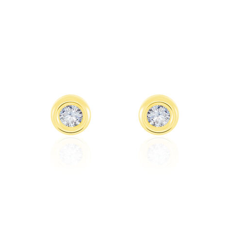 Boucles D'oreilles Puces Eden Serti Pneu Or Jaune Oxyde De Zirconium - Puces Femme | Marc Orian