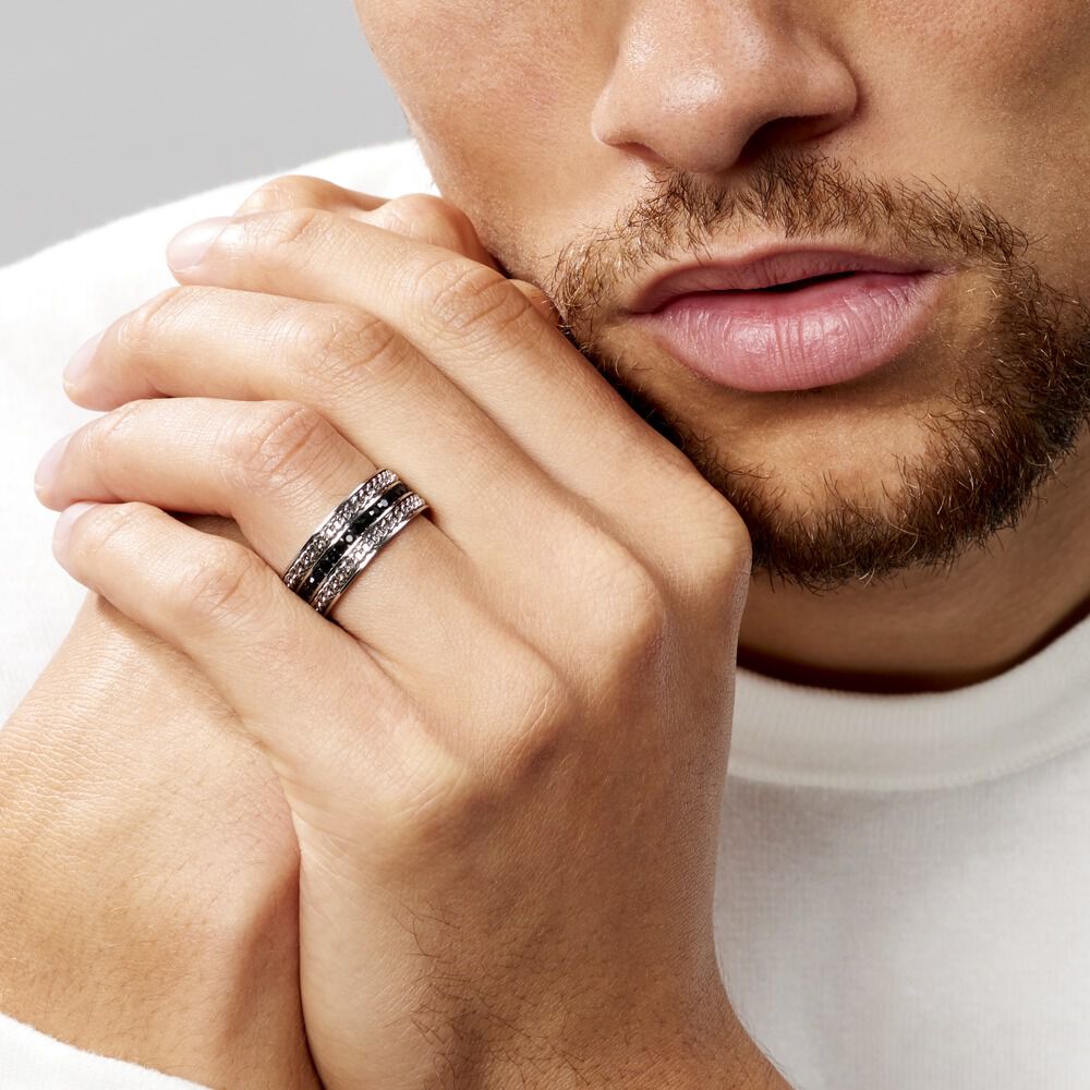 Bague Zavanna Acier Blanc Oxydes De Zirconium - Bagues avec pierre Homme | Marc Orian