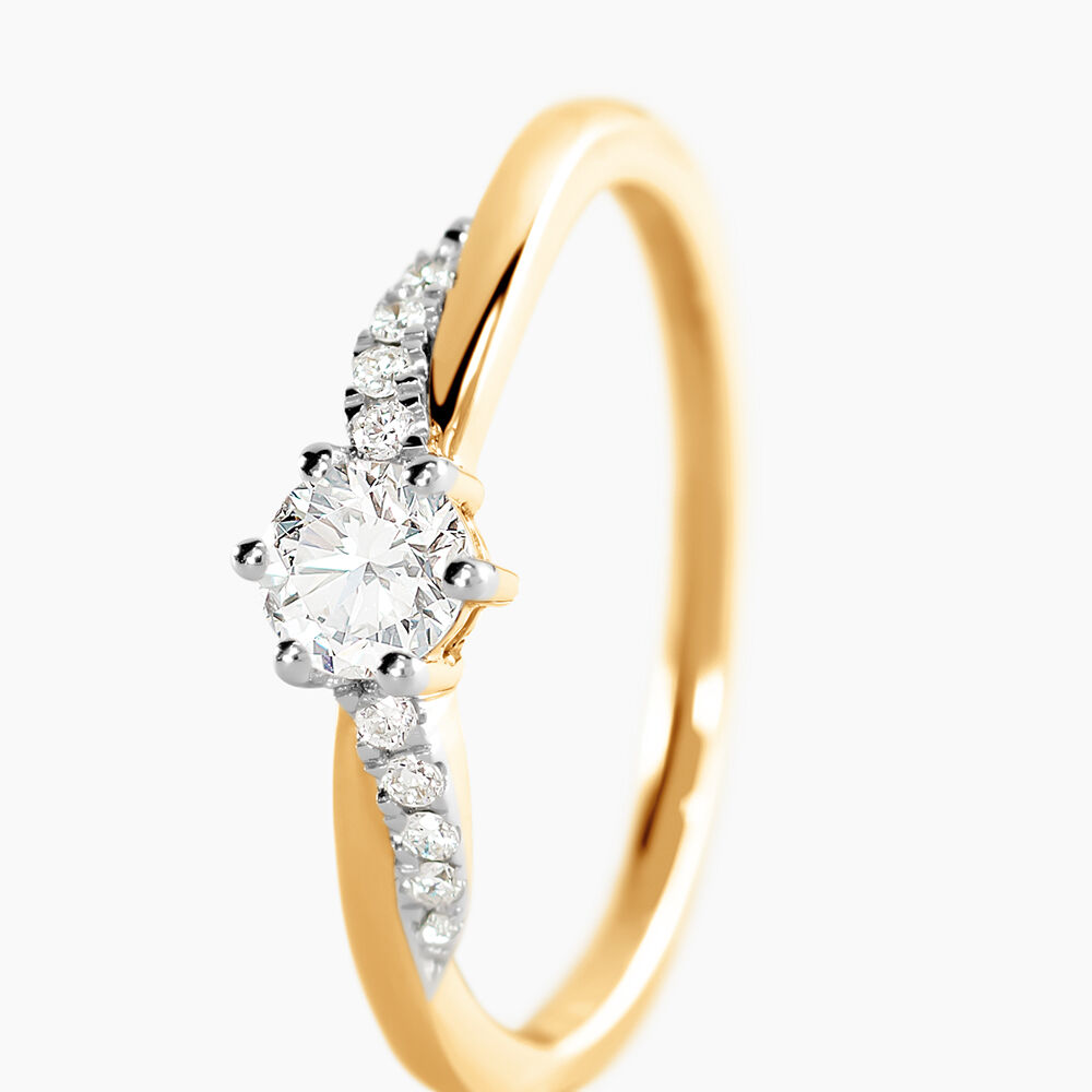 Bague Manjusha Or Jaune Diamant Synth&eacute;tique - Solitaires Femme | Marc Orian
