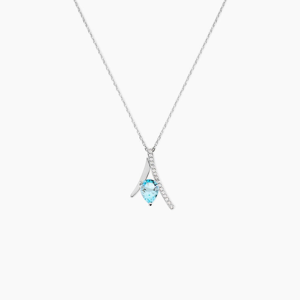 Collier Electa Or Blanc Topaze Et Oxyde De Zirconium - Colliers avec pierres Femme | Marc Orian