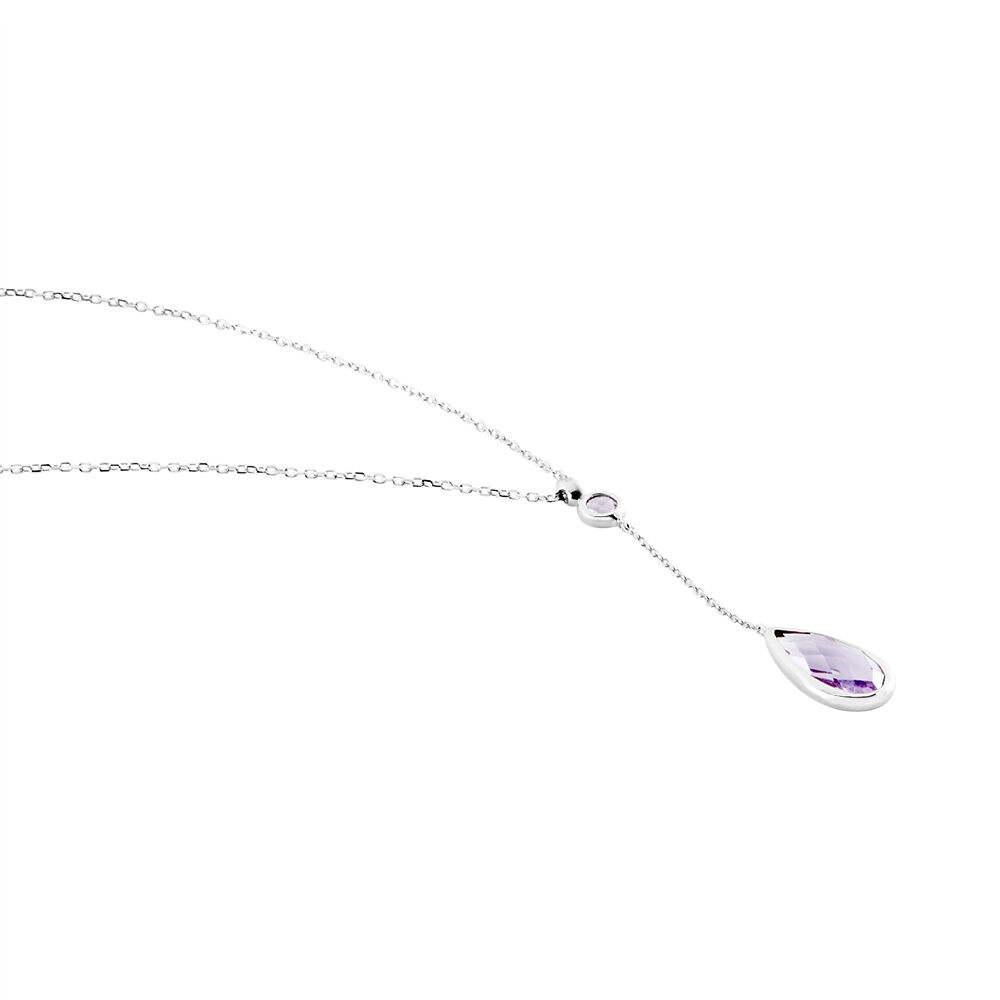 Collier Dennis Or Blanc Amethyste - Colliers avec pierres Femme | Marc Orian