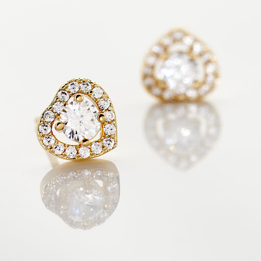 Boucles D'oreilles Puces Alais Plaqué Or Jaune Oxyde De Zirconium - Puces Femme | Marc Orian