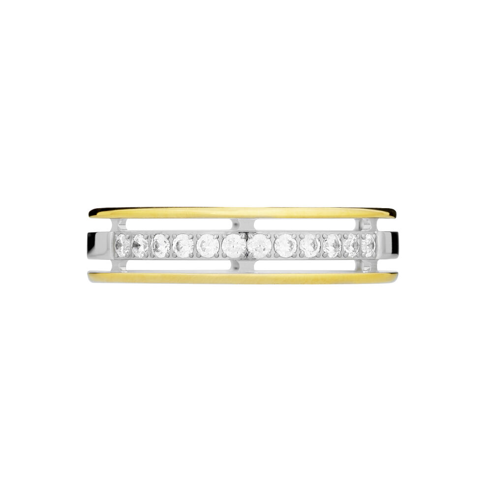 Alliance Serti Grains Ajoures Or Bicolore Diamant - Alliances duo Femme | Marc Orian