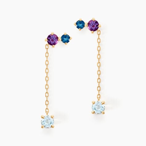 Boucles D'oreilles Pendantes Amaranta Or Jaune Topaze Am&eacute;thyste - Pendantes Femme | Marc Orian