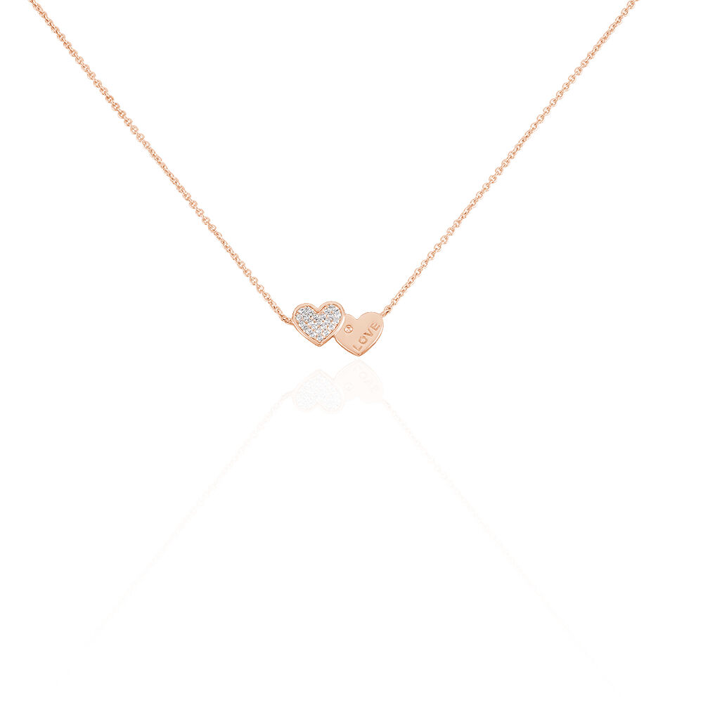 DORY Damen Collier Silber rosevergoldet 925 Zirkonia Weiß Doppelherz - Colliers avec pierres Femme | Marc Orian