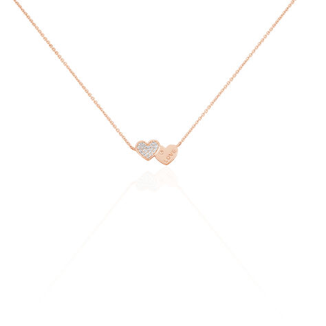 DORY Damen Collier Silber rosevergoldet 925 Zirkonia Weiß Doppelherz - Colliers avec pierres Femme | Marc Orian