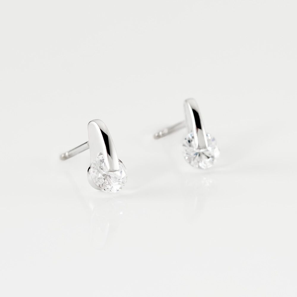 Boucles D'oreilles Pendantes Vera Argent Blanc Oxyde De Zirconium - Puces Femme | Marc Orian