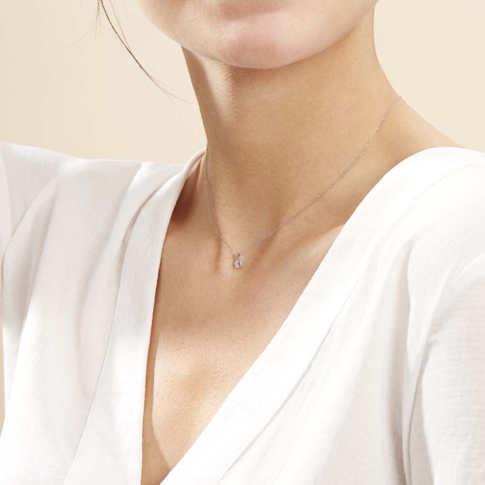 Collier Vrille Accompagnee Or Blanc Diamant - Colliers avec pierres Femme | Marc Orian