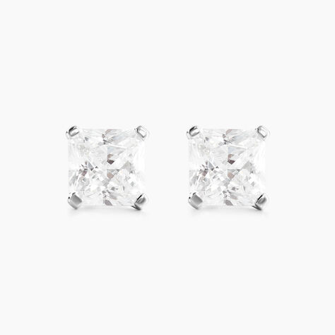 Boucles D'oreilles Puces Doreen Carre Or Blanc Oxyde De Zirconium - Puces Famille | Marc Orian