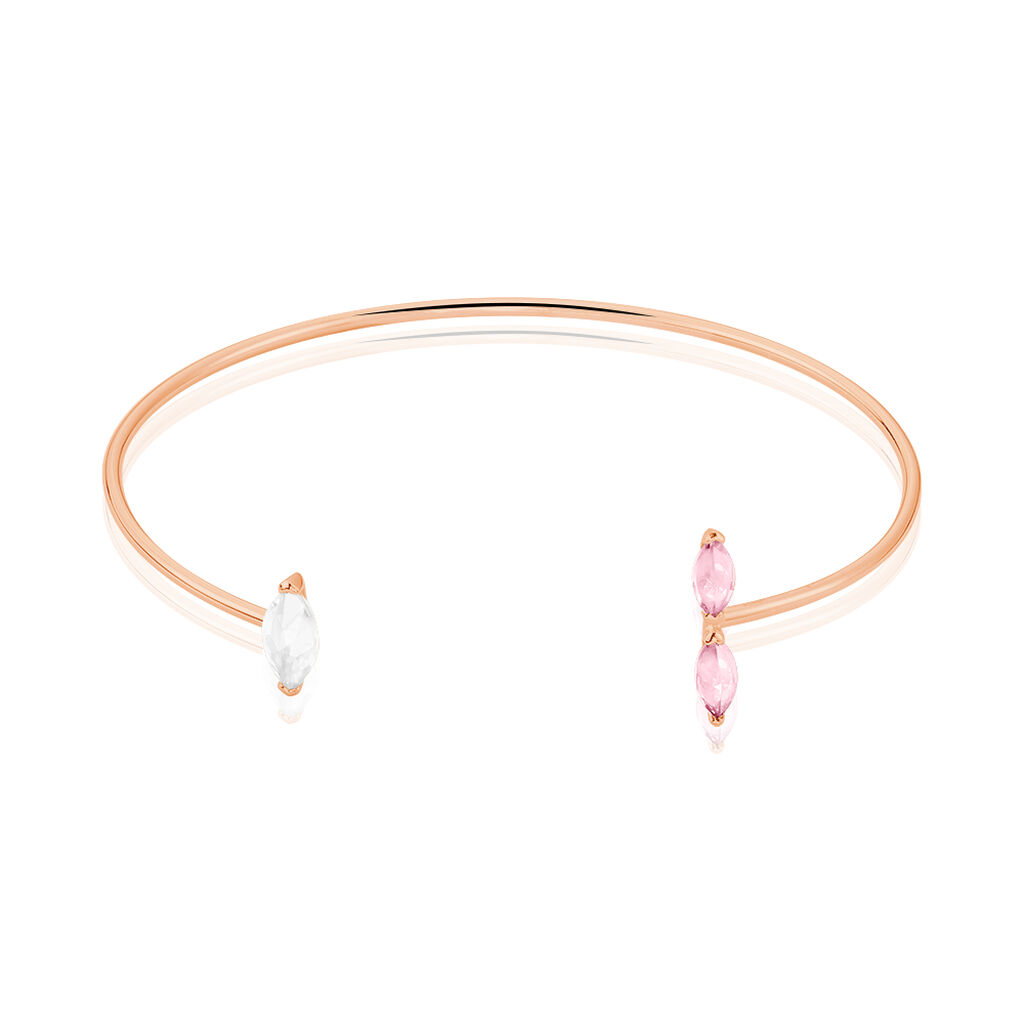 Bracelet Jonc Elauna Argent Rose Oxyde De Zirconium - Bracelets joncs Femme | Marc Orian