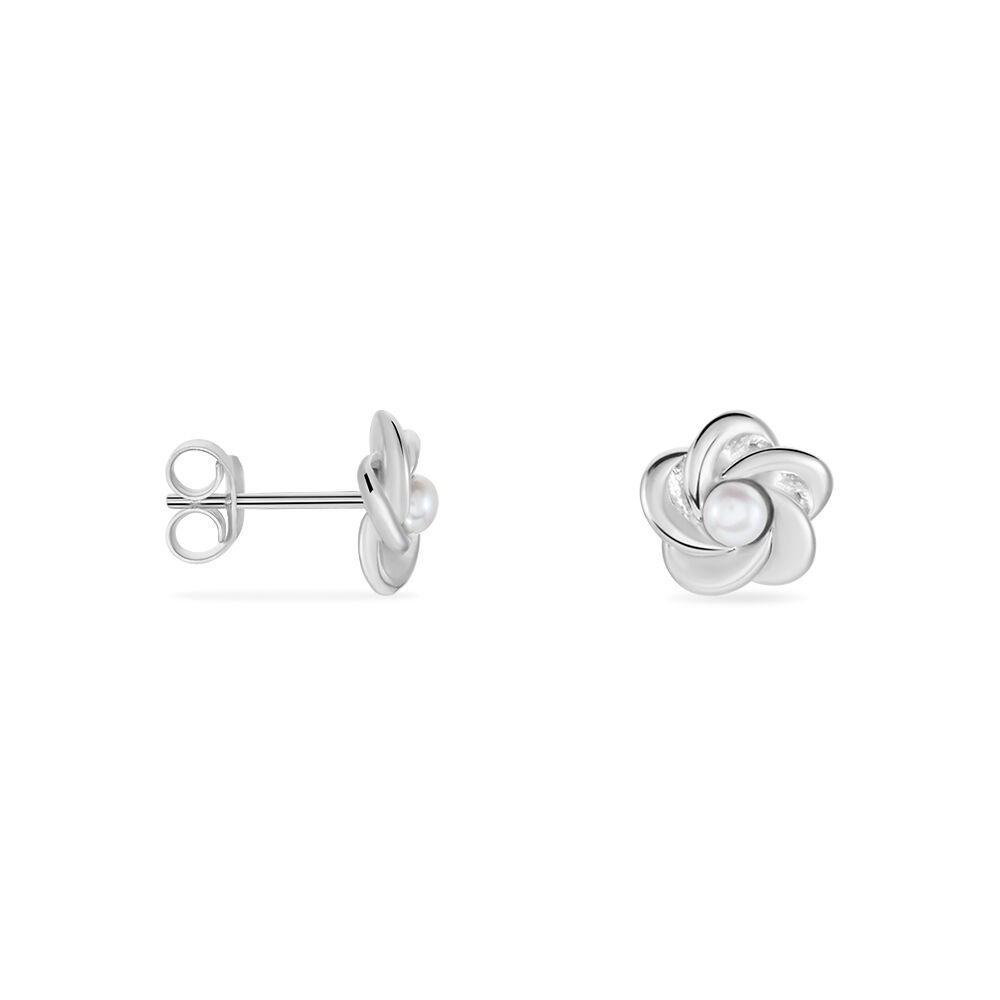Boucles D'oreilles Puces Kanani Argent Blanc Perle De Culture - Puces Femme | Marc Orian