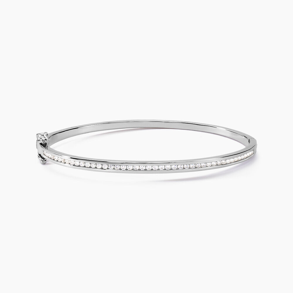Bracelet Jonc Laurianne Argent Blanc Oxyde De Zirconium - Bracelets joncs Femme | Marc Orian