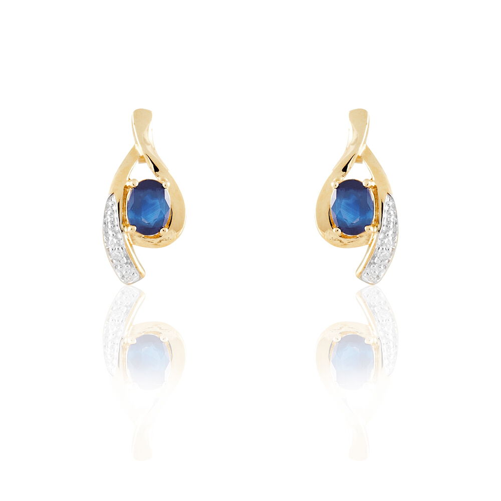 Boucles D'oreilles Puces Sagesse Or Jaune Saphir Et Diamant - Puces Femme | Marc Orian