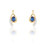 Boucles D'oreilles Puces Sagesse Or Jaune Saphir Et Diamant - Puces Femme | Marc Orian