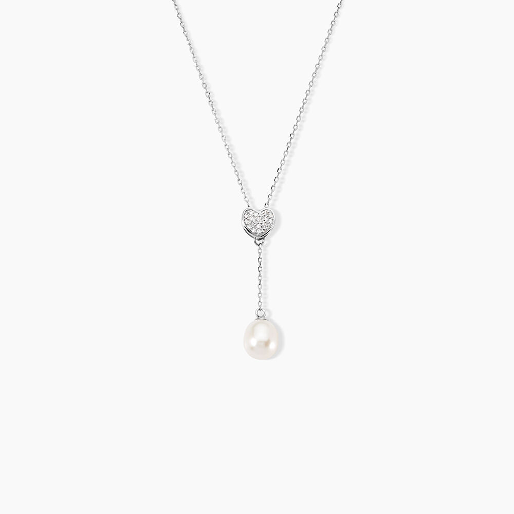 Collier Elvie Argent Blanc Perle De Culture Et Oxyde De Zirconium - Colliers avec pierres Femme | Marc Orian