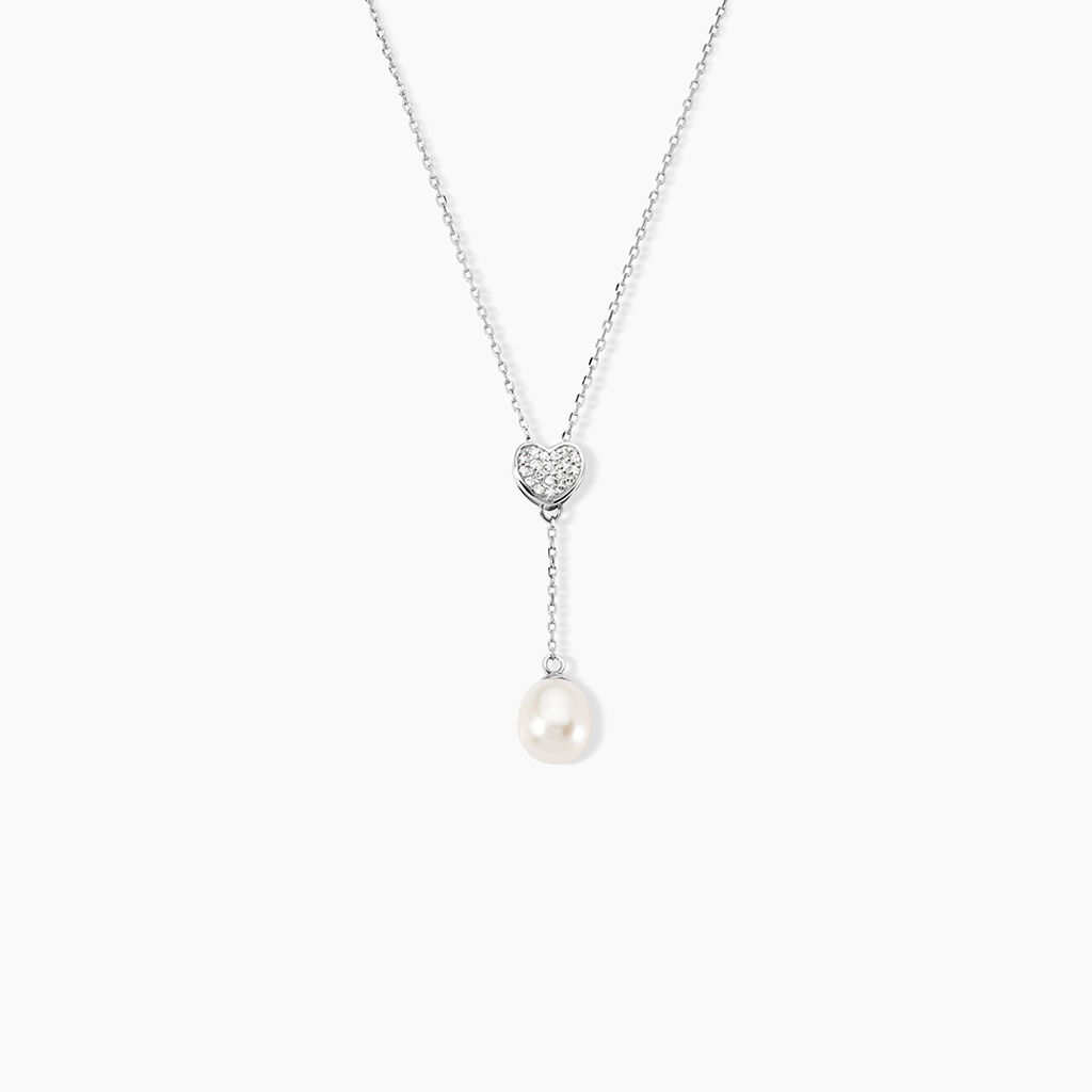 Collier Elvie Argent Blanc Perle De Culture Et Oxyde De Zirconium - Colliers avec pierres Femme | Marc Orian