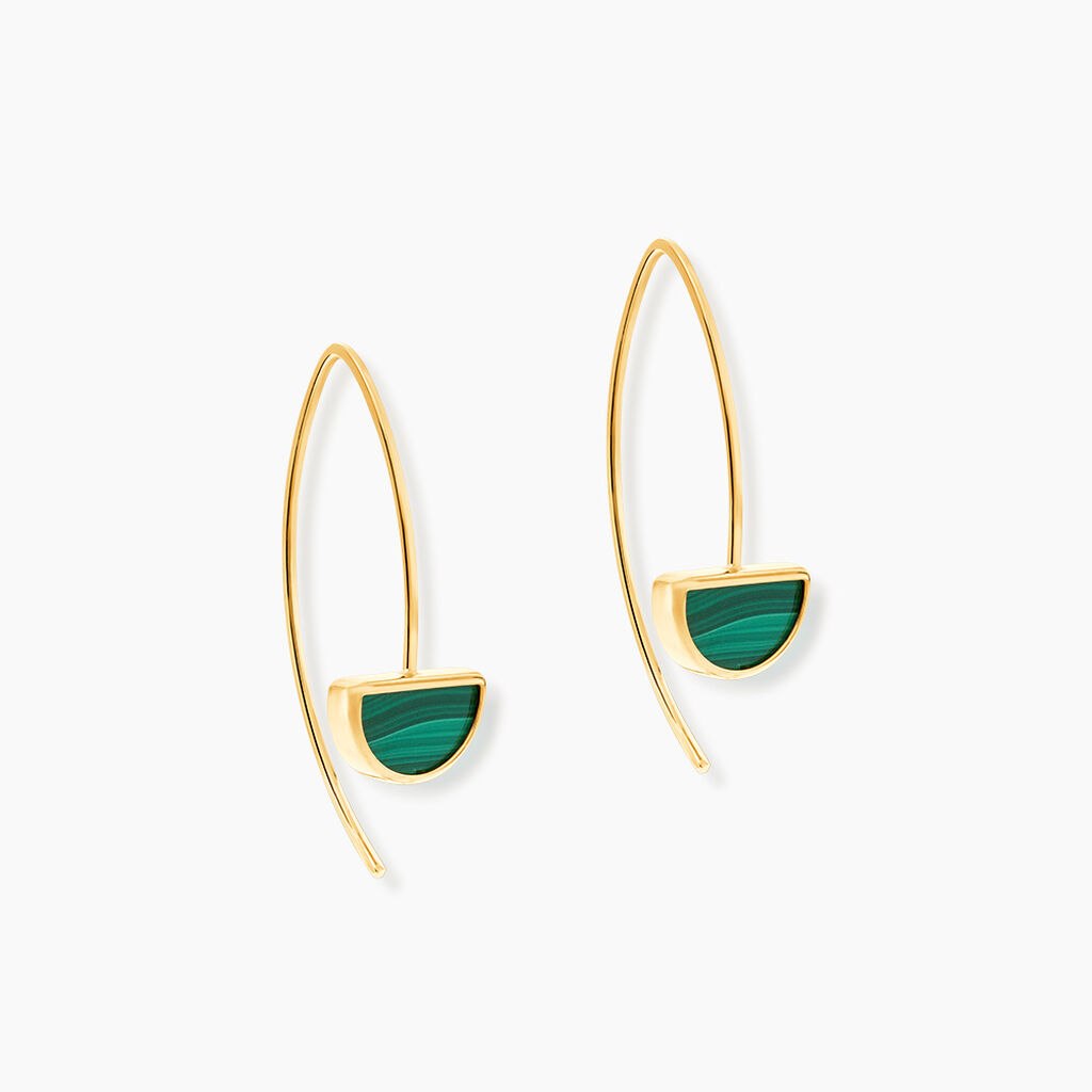 Boucles D'oreilles Pendantes Florica Or Jaune Malachite - Pendantes Femme | Marc Orian