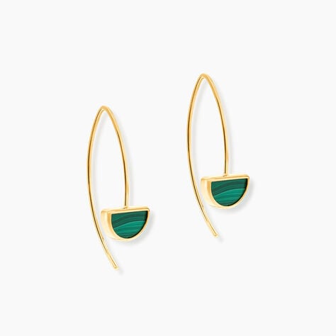 Boucles D'oreilles Pendantes Florica Or Jaune Malachite - Pendantes Femme | Marc Orian