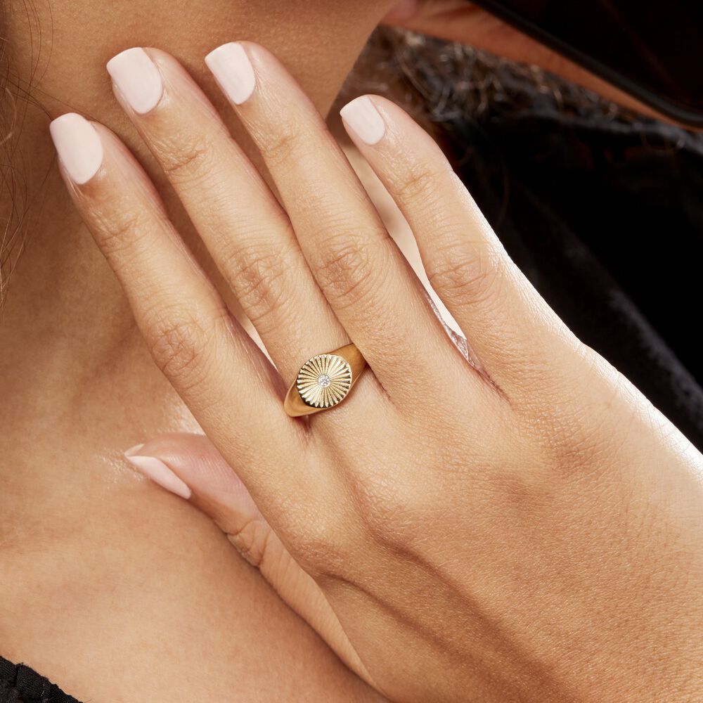 Chevaliere Plaqué Or Cicinus Oxyde De Zirconium - Solitaires Femme | Marc Orian