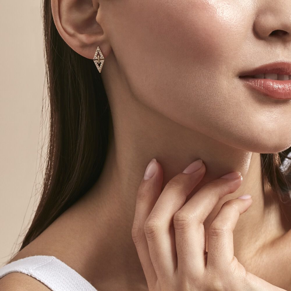 Boucles D'oreilles Izia Plaqué Or Jaune Oxydes De Zirconium - Puces Femme | Marc Orian