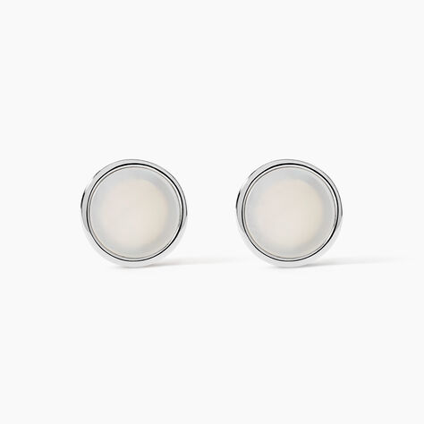 Boucles D'oreilles Puces Zealie Argent Blanc Nacre - Puces Femme | Marc Orian