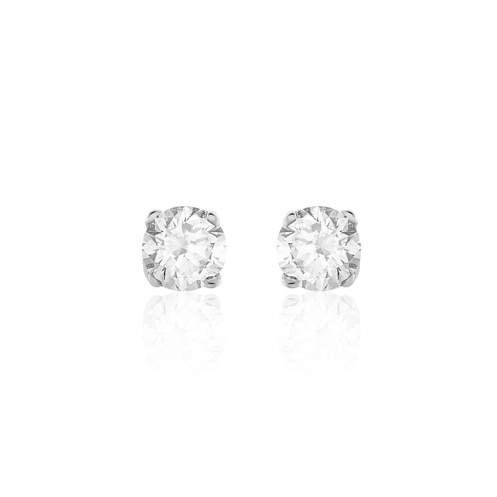 Boucles D'oreilles Or Blanc Victoria Puces Diamants - Puces Femme | Marc Orian