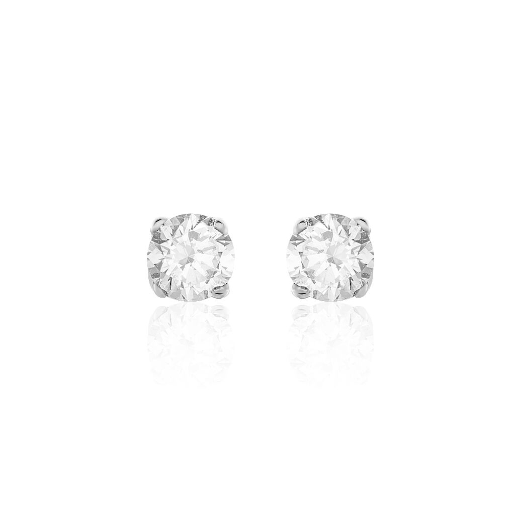 Boucles D'oreilles Or Blanc Victoria Puces Diamants - Puces Femme | Marc Orian