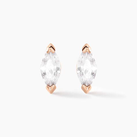 Boucles D'oreilles Puces Navette Argent Rose Oxyde De Zirconium - Puces Femme | Marc Orian