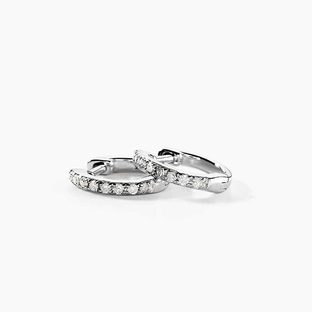 Mini Créoles Or Blanc Aryanna Diamants -  Femme | Marc Orian