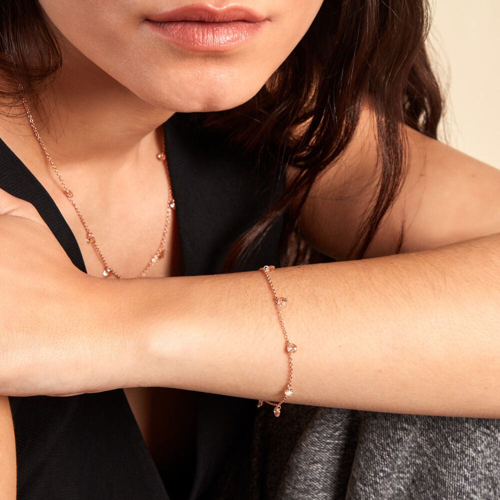 Bracelet Collie Argent Rose Oxyde De Zirconium - Bracelets chaînes Femme | Marc Orian