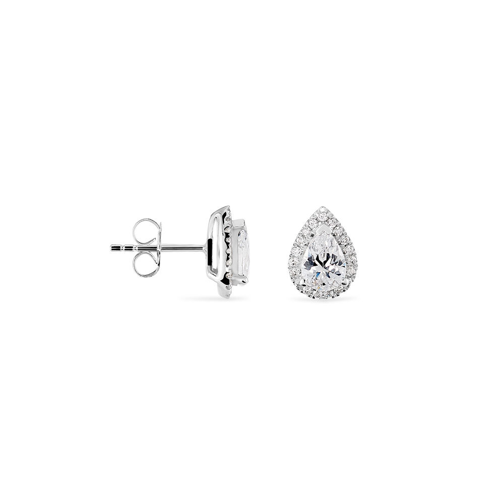 Boucles D'oreilles Puces Sylla Argent Blanc Oxyde De Zirconium - Puces Femme | Marc Orian
