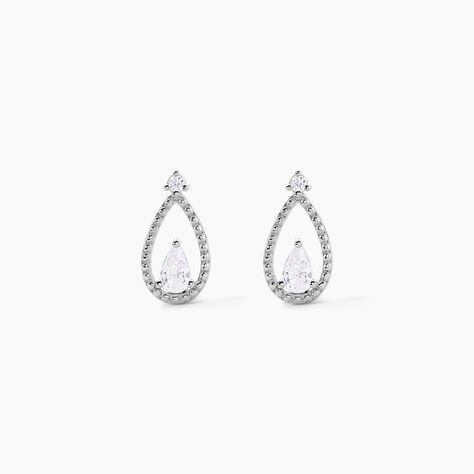 Boucles D'Oreilles Puces Loane Argent Blanc Oxyde De Zirconium - Puces Femme | Marc Orian