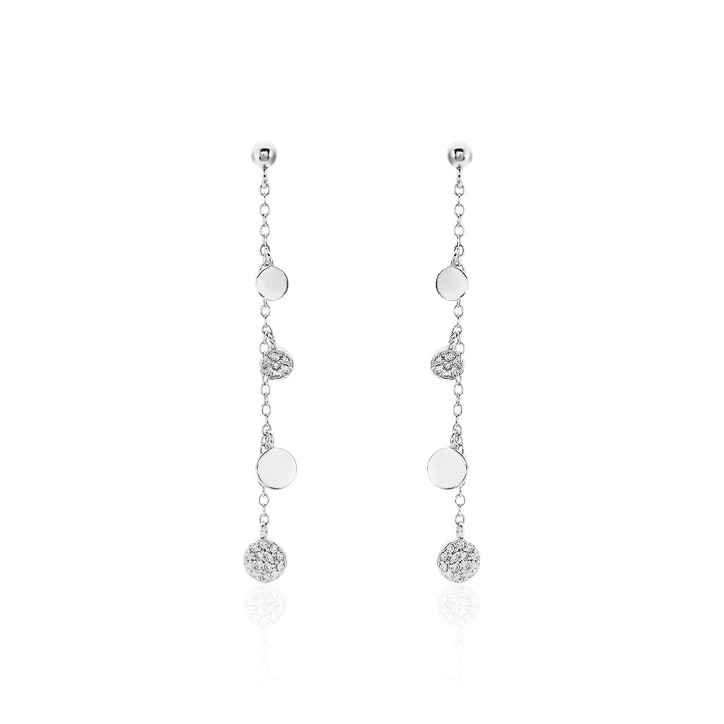 Boucles D'oreilles Pendantes Lorainne Argent Blanc Oxyde De Zirconium - Pendantes Femme | Marc Orian