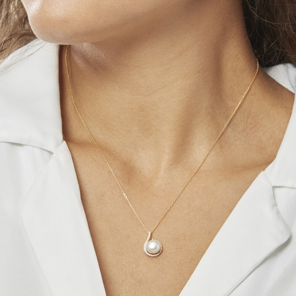 Collier Lucinda Or Jaune Perle De Culture Et Oxyde De Zirconium - Colliers avec pierres Femme | Marc Orian