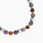Bracelet Naturel Acier Argent&eacute; Jaspe Africain - Bracelets cha&icirc;nes Homme | Marc Orian