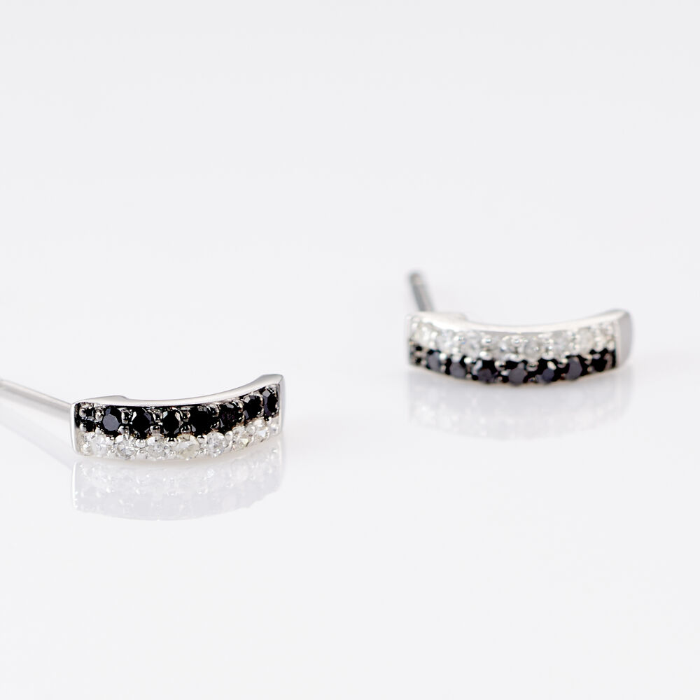 Boucles D'oreilles Puces Demi Lune Or Blanc Diamant - Puces Femme | Marc Orian