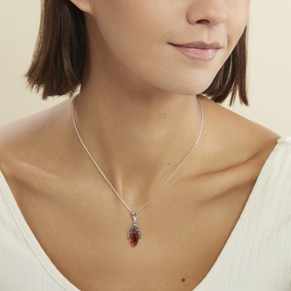 Collier Argent Blanc Enya Ambre - Colliers avec pierres Femme | Marc Orian