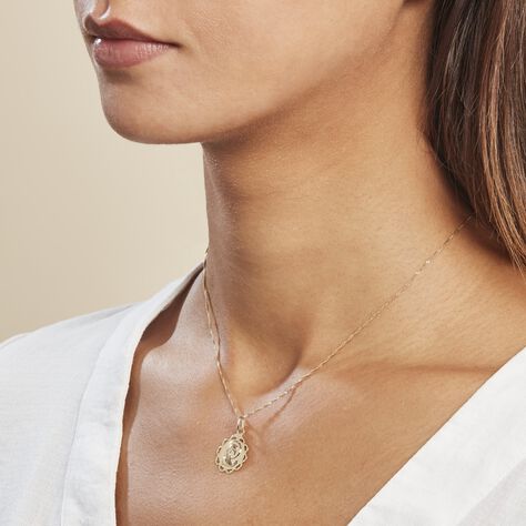 Pendentif Vierge Rond Dentelle Or Jaune - Pendentifs Famille | Marc Orian