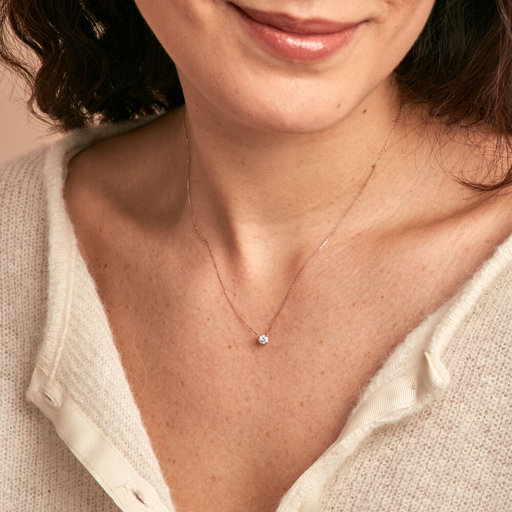 Collier Colby Or Rose Oxyde De Zirconium - Colliers solitaires Femme | Marc Orian