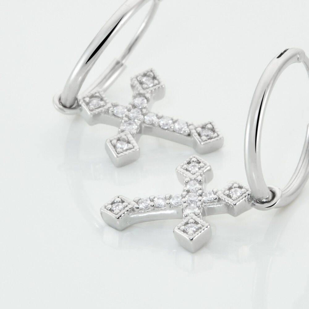 Cr&eacute;oles Angel Argent Blanc Oxyde De Zirconium - Cr&eacute;oles Femme | Marc Orian