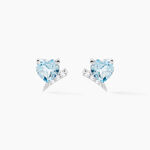 Boucles D'oreilles Puces Eva Or Blanc Topaze Et Oxyde De Zirconium - Puces Femme | Marc Orian