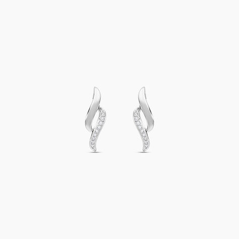 Boucles D'oreilles Puces Callum Or Blanc Diamant - Puces Femme | Marc Orian