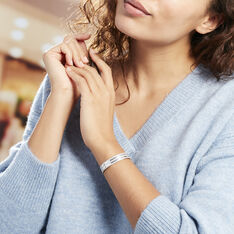 Bracelet Jonc Ayo Argent Blanc - Bracelets jonc Femme | Marc Orian