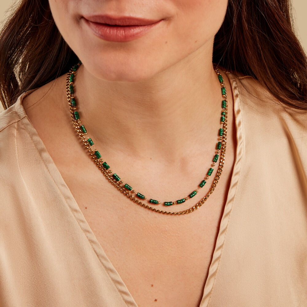 Collier Acier Doré Malachite - Colliers avec pierres Femme | Marc Orian