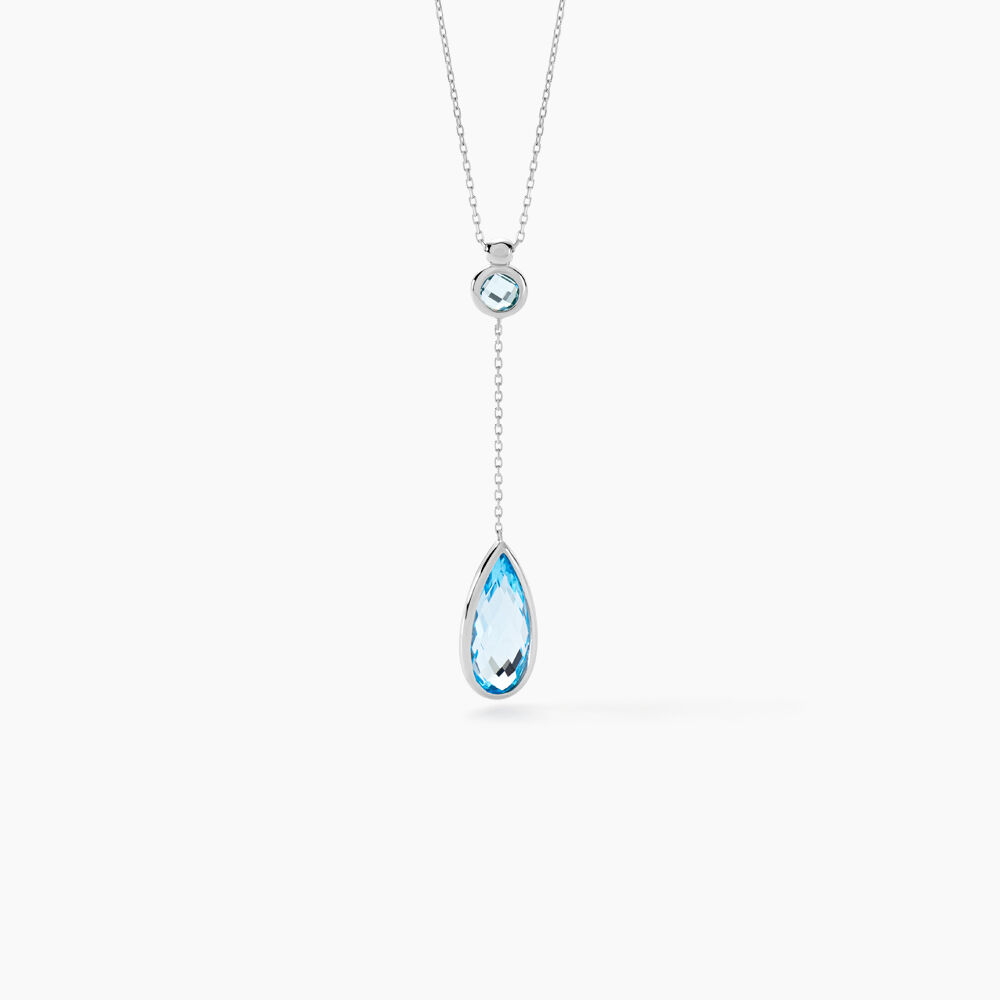 Collier Dennis Or Blanc Topaze - Colliers avec pierres Femme | Marc Orian