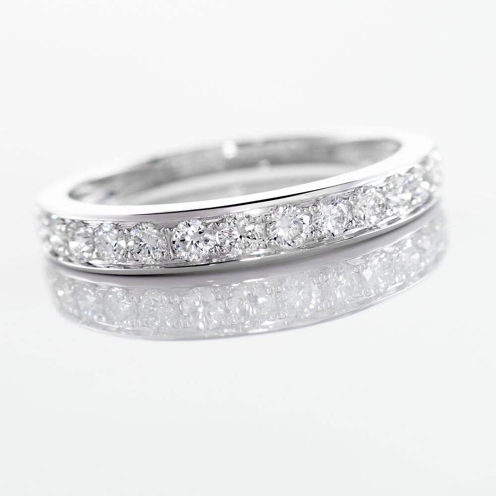 Demi-alliance Or Blanc  Valentine Diamant Synthetique - Alliances avec pierres Femme | Marc Orian