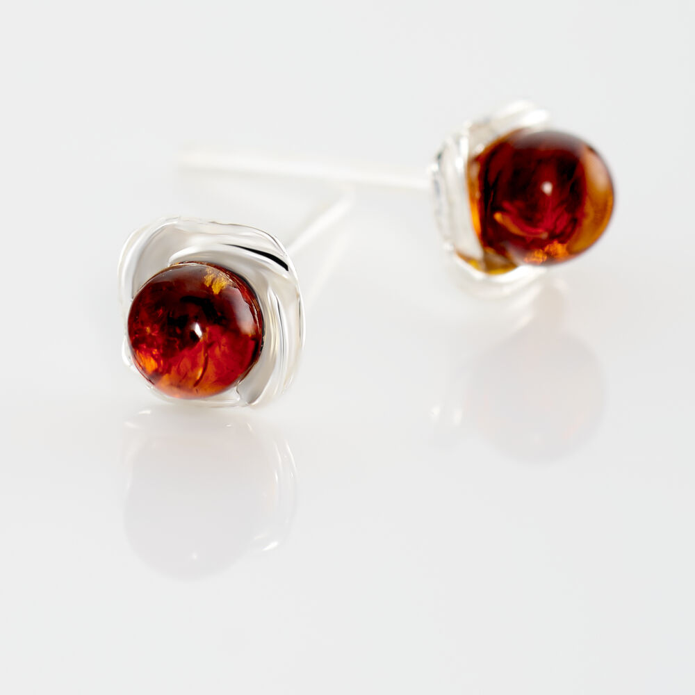 Boucles D'oreilles Puces Argent Blanc Joude Ambre - Puces Femme | Marc Orian