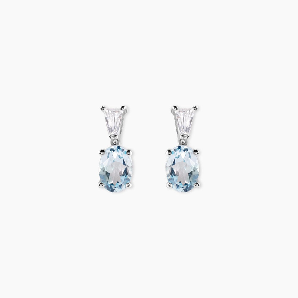 Boucles D'oreilles Puces Annchen Or Blanc Topaze Et Oxyde De Zirconium - Puces Femme | Marc Orian