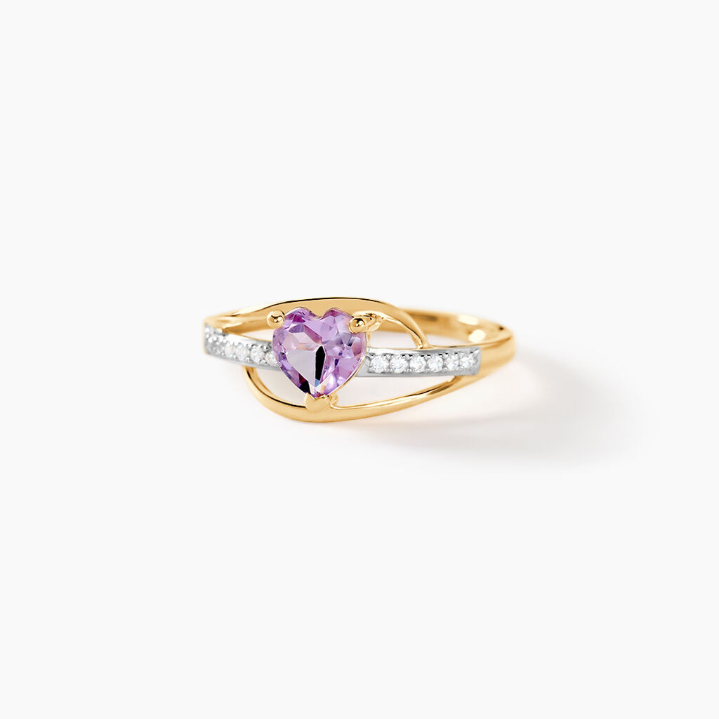 Bague Silucia Or Jaune Amethyste Et Oxyde De Zirconium - Bagues pierres fines Femme | Marc Orian