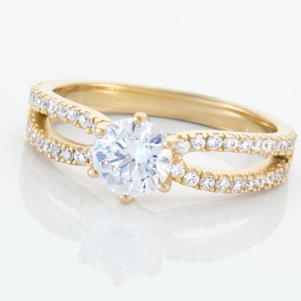Bague Solitaire Plaqué Or Jaune Melaina Oxyde De Zirconium - Bagues Solitaire Femme | Marc Orian